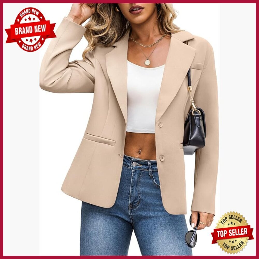 Slim Fit Blazer for Business Casual Office Work with Lapel Collar and Pockets